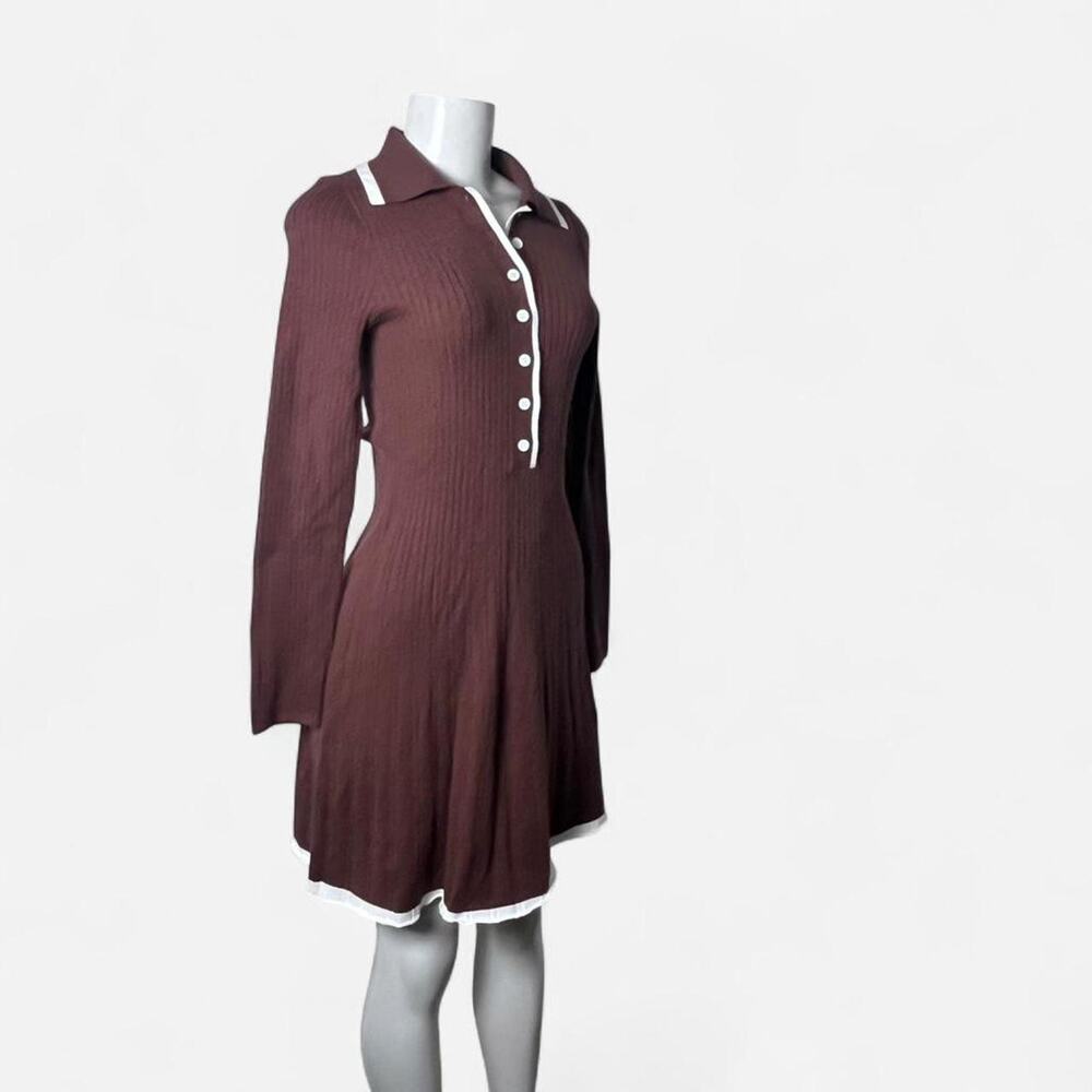 Preppy dress brown women’s retro dark academia School girl tennis size small